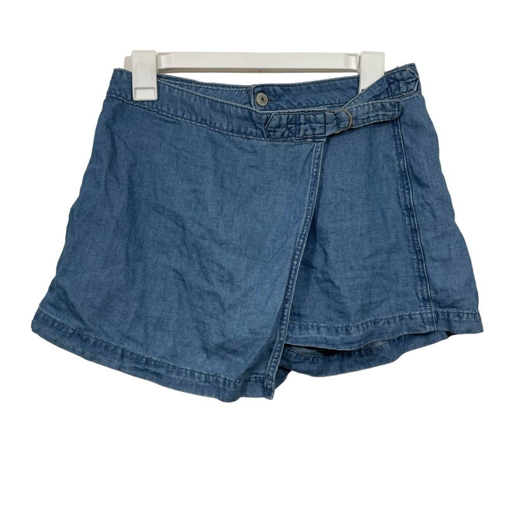 American Eagle Chambray Wrap Front Skirted Shorts